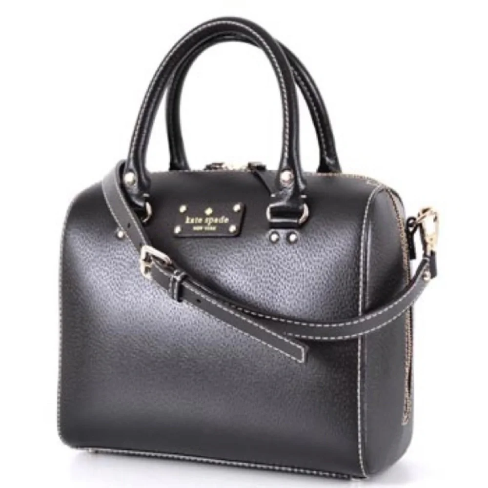 Kate Spade Black Leather Satchel Crossbody Bag